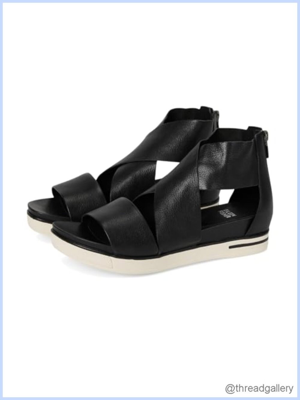 Eileen Fisher Sport Strappy Leather Gladiator Sandals Zip Back